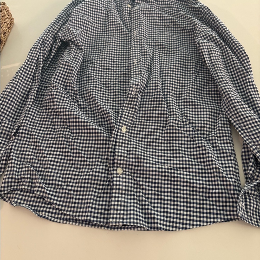 Vineyard Vines Navy and White Checkered Shirt